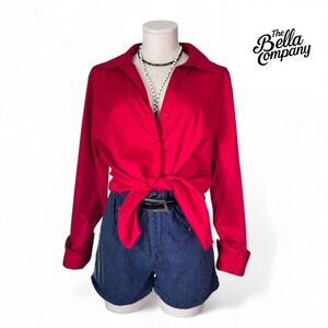 Lane Bryant Red Button Down Shirt NWT | Fall Layer | Back To School‎ Office Chic